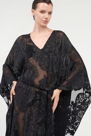 RC Sheer Silk Kaftan in Ornamental Black BLACK WKW011-SLR36