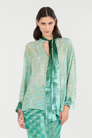 RC Bluse Aus Einer Seidenmischung Mit Hellem Motiv CELESTE/ORO VKT712-FC004