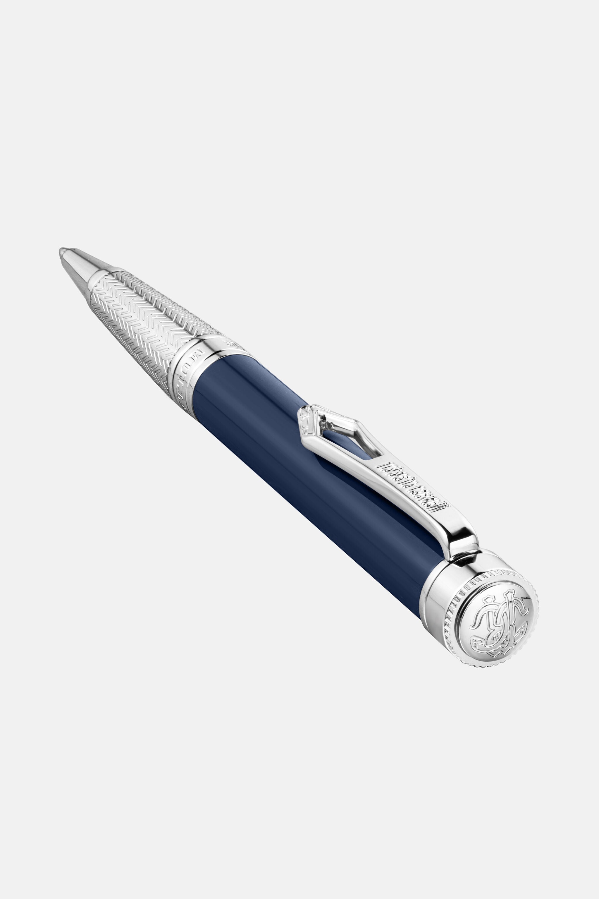 RC Roberto Cavalli Lacquer Ballpoint Pen, Silver Color & Dark Blue Lacquer RC Roberto Cavalli Lacquer Ballpoint Pen, Silver Color & Dark Blue Lacquer SILVER BLU VALG09-IG272