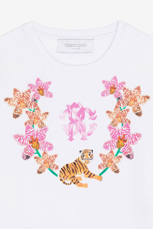 JU Floral logo-print T-shirt JU Floral logo-print T-shirt White QJT658-JV025