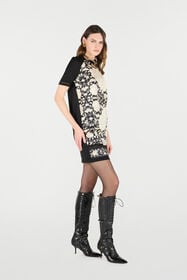 RC Mini Dress With Floral Print Black/White VQM105-MQ002