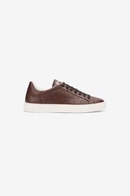 RC Brown Leather Sneakers with Monogram Pattern DARK BROWN SOS00D-PZA90