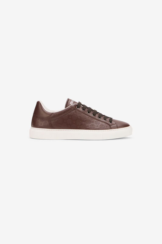 RC Brown Leather Sneakers with Monogram Pattern RC Brown Leather Sneakers with Monogram Pattern DARK BROWN SOS00D-PZA90