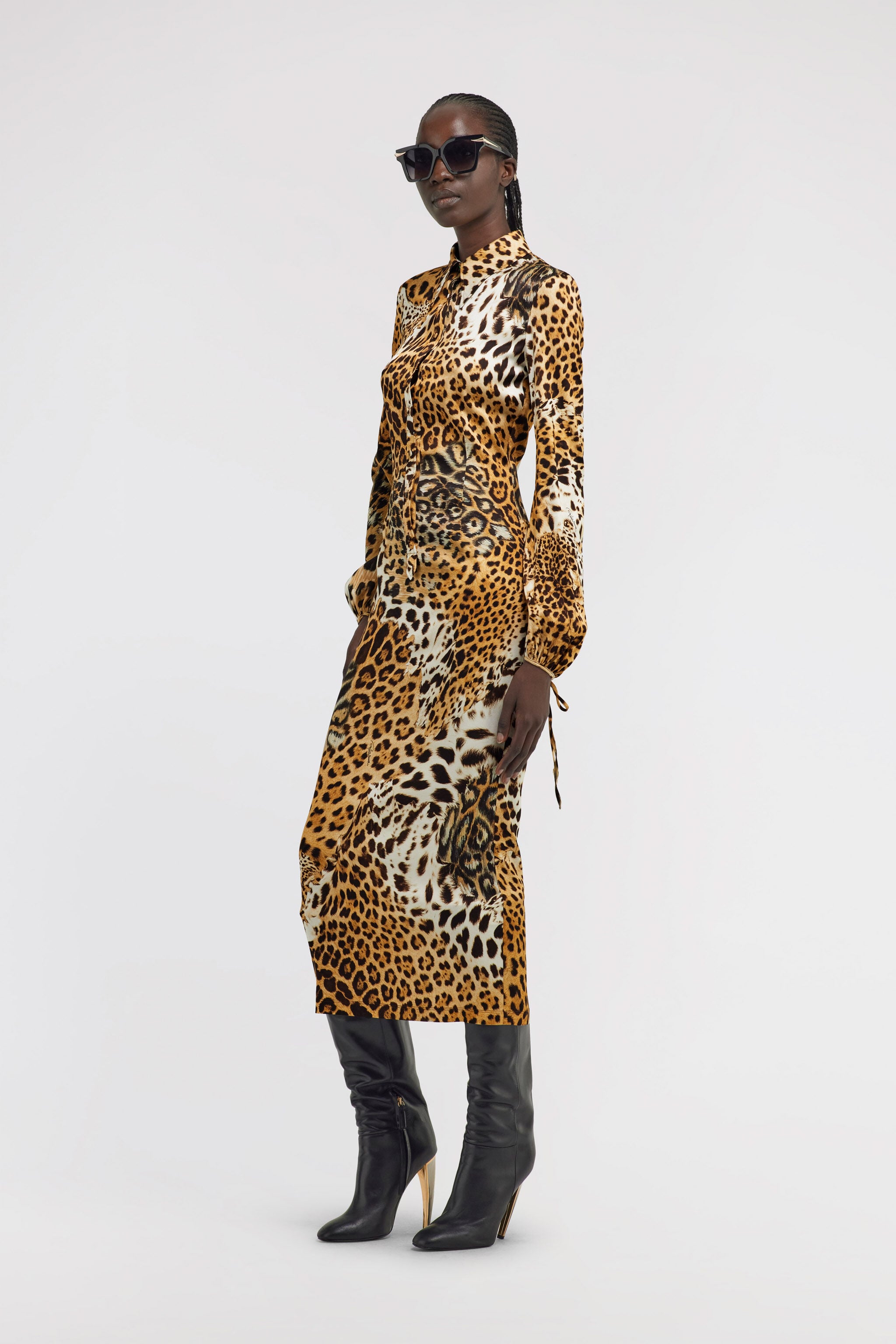 RC Leopard Print Midi Dress Light Brown TKT124-FQG34