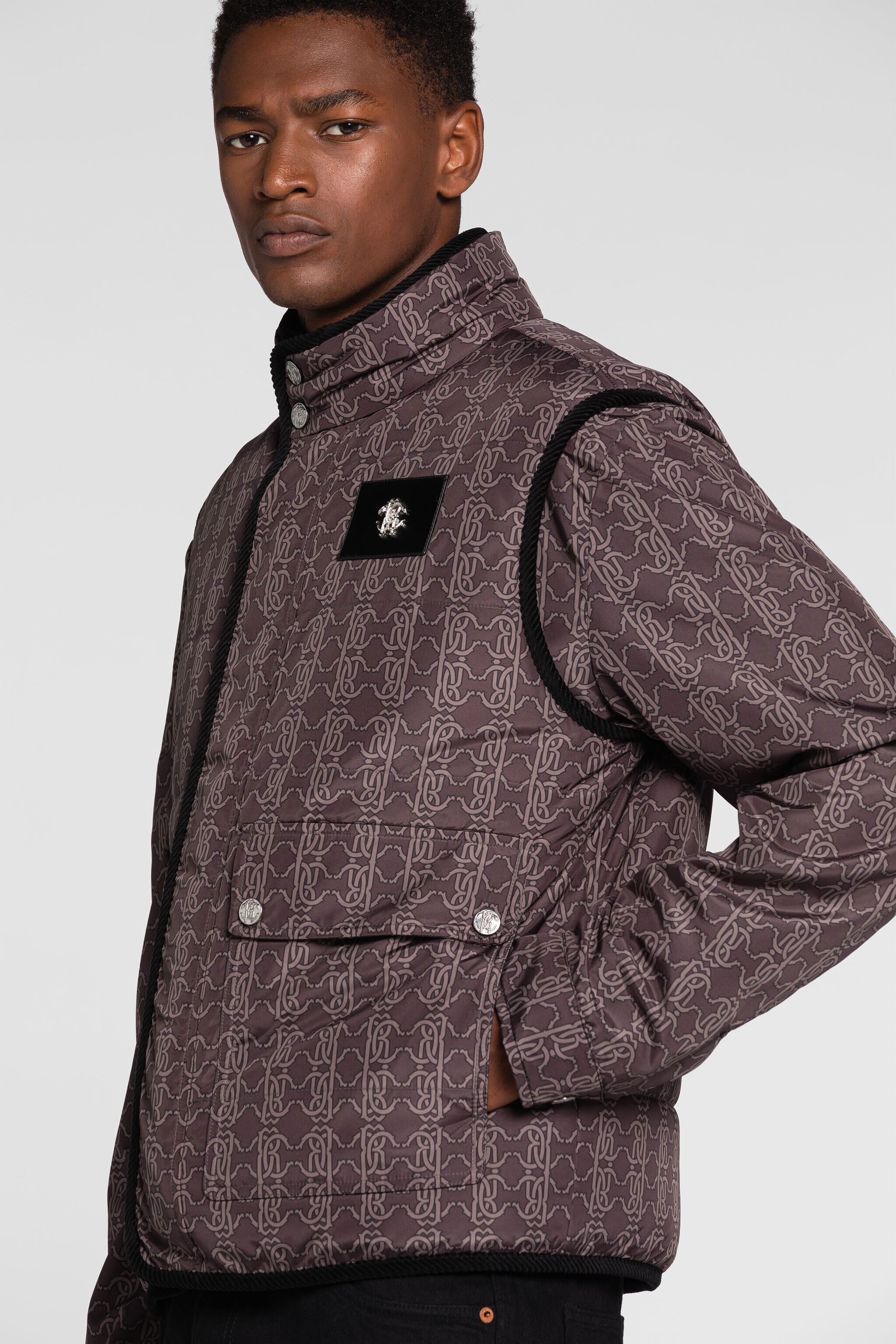 RC RC Monogram-Print Padded Gilet RC RC Monogram-Print Padded Gilet Brown PRT835-9ME43