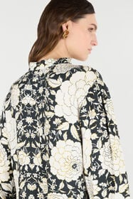 RC Mini Dress With Floral Print And Lace Black/White VQT134-LXP71