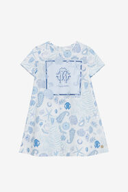 JU Marine-Print Cotton Dress Light blue UJT10T-7MO39