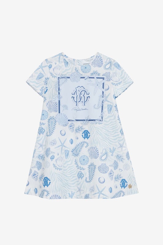 JU Marine-Print Cotton Dress JU Marine-Print Cotton Dress Light blue UJT10T-7MO39