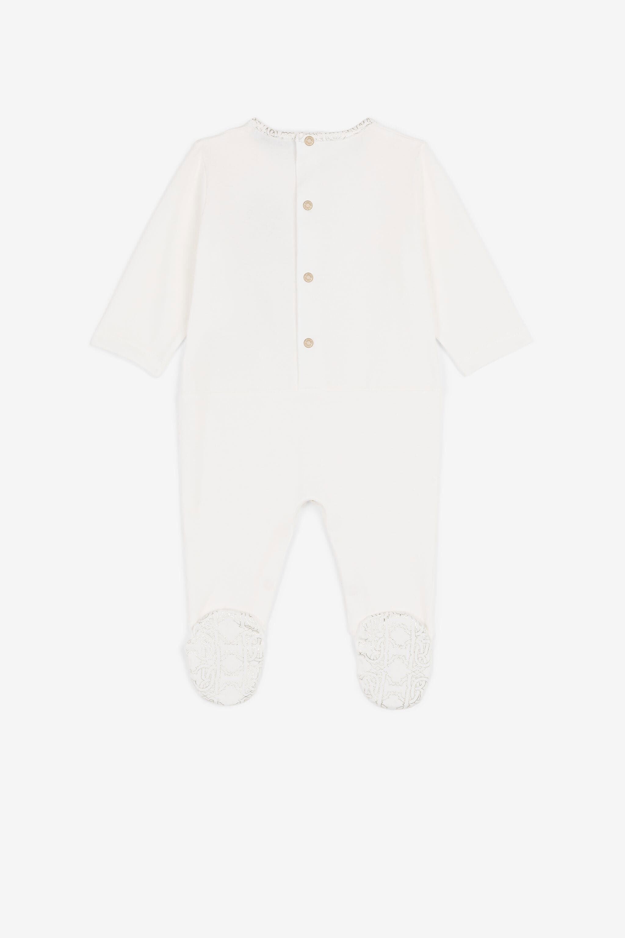 JU Embroidered-logo babygrow set Milky white QJT892-JV025