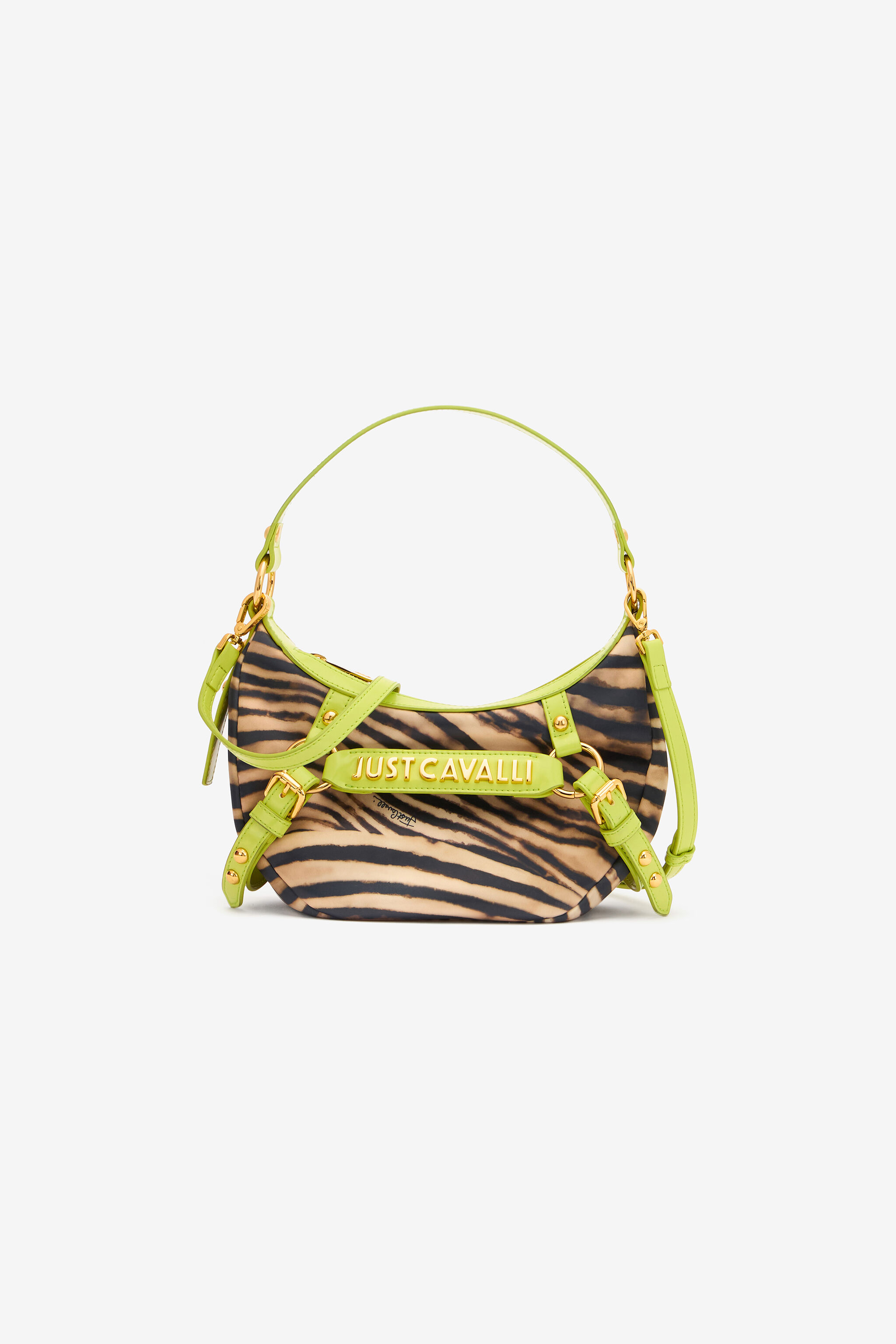 JC Hobo Bag With Tiger Skin Print And Logo JC Hobo Bag With Tiger Skin Print And Logo Light green UFB094-UF463