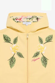 JU Felpa Gialla Con Cappuccio E Zip E Ricamo Floreale YELLOW UJT69E-CF050