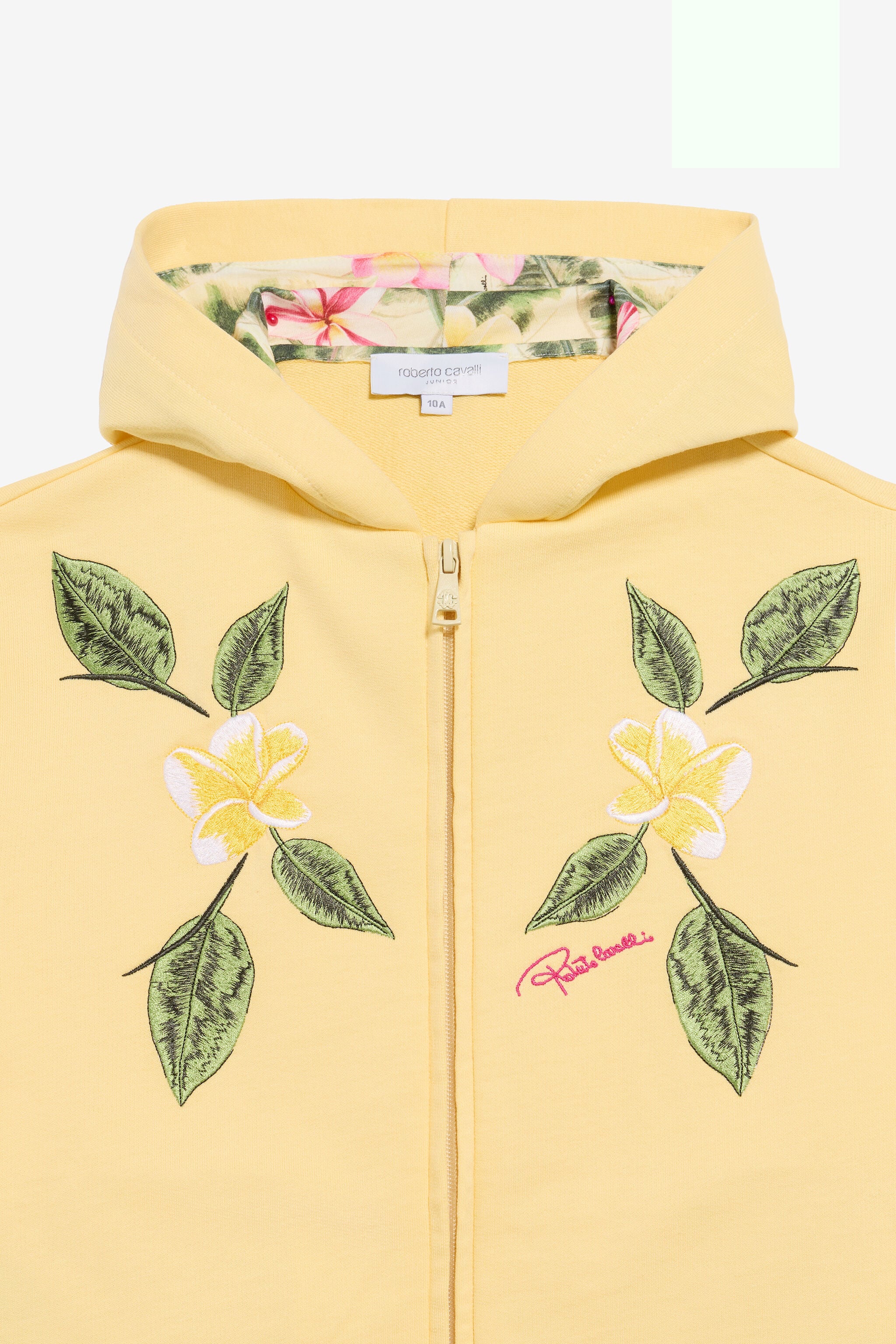 JU Yellow Zip-Up Hoodie With Floral Embroidery JU Yellow Zip-Up Hoodie With Floral Embroidery YELLOW UJT69E-CF050
