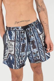 RC Swim Shorts With Fang And Marble Print Dark blue URH00A-5RN65