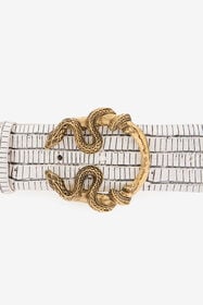 RC Ceinture Blanche En Cuir Avec Boucle Serpent BONE WKC001-PZ119