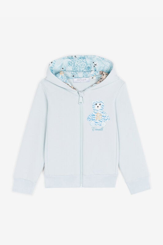 JU Sudadera de algodón con capucha y estampado Teddy Bear JU Sudadera de algodón con capucha y estampado Teddy Bear Azul claro RJT907-CF050