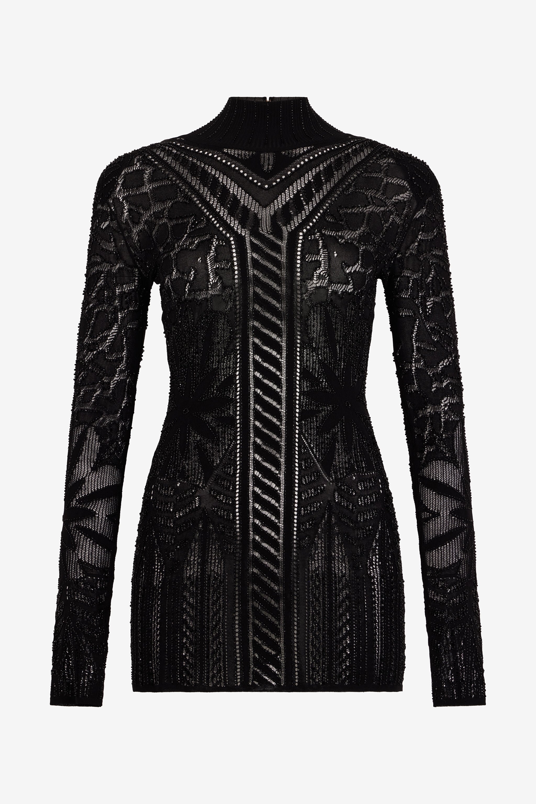 RC Black Mini Dress With See-Through Openwork Pattern Black VWM108-MH014