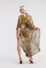 RC Long kaftan with Jaguar Skin print Light Brown SYW050-CTG34