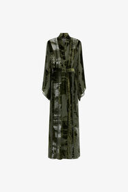 RC Dressing gown with devorè effect Dark green SKT504-VL041