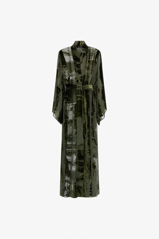 RC Dressing gown with devorè effect RC Dressing gown with devorè effect Dark green SKT504-VL041