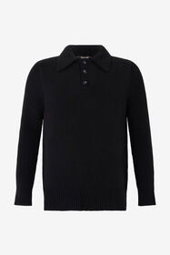 RC Maglione polo nero con maniche a costine BLACK TOM60E-FAC13