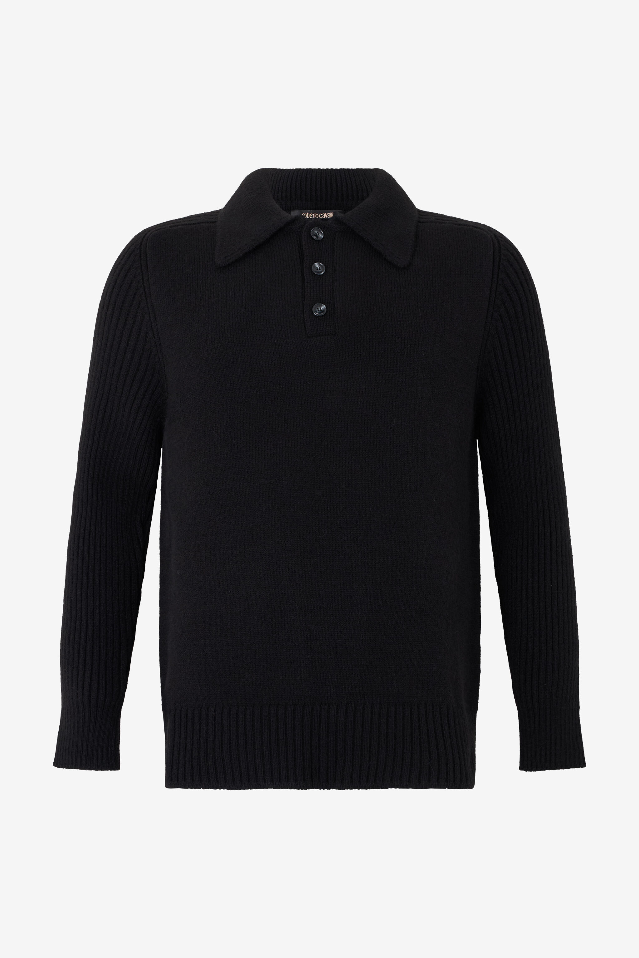 RC Maglione polo nero con maniche a costine RC Maglione polo nero con maniche a costine BLACK TOM60E-FAC13