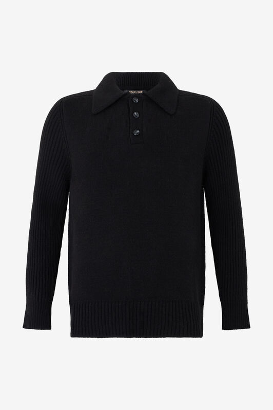 RC Maglione polo nero con maniche a costine RC Maglione polo nero con maniche a costine BLACK TOM60E-FAC13