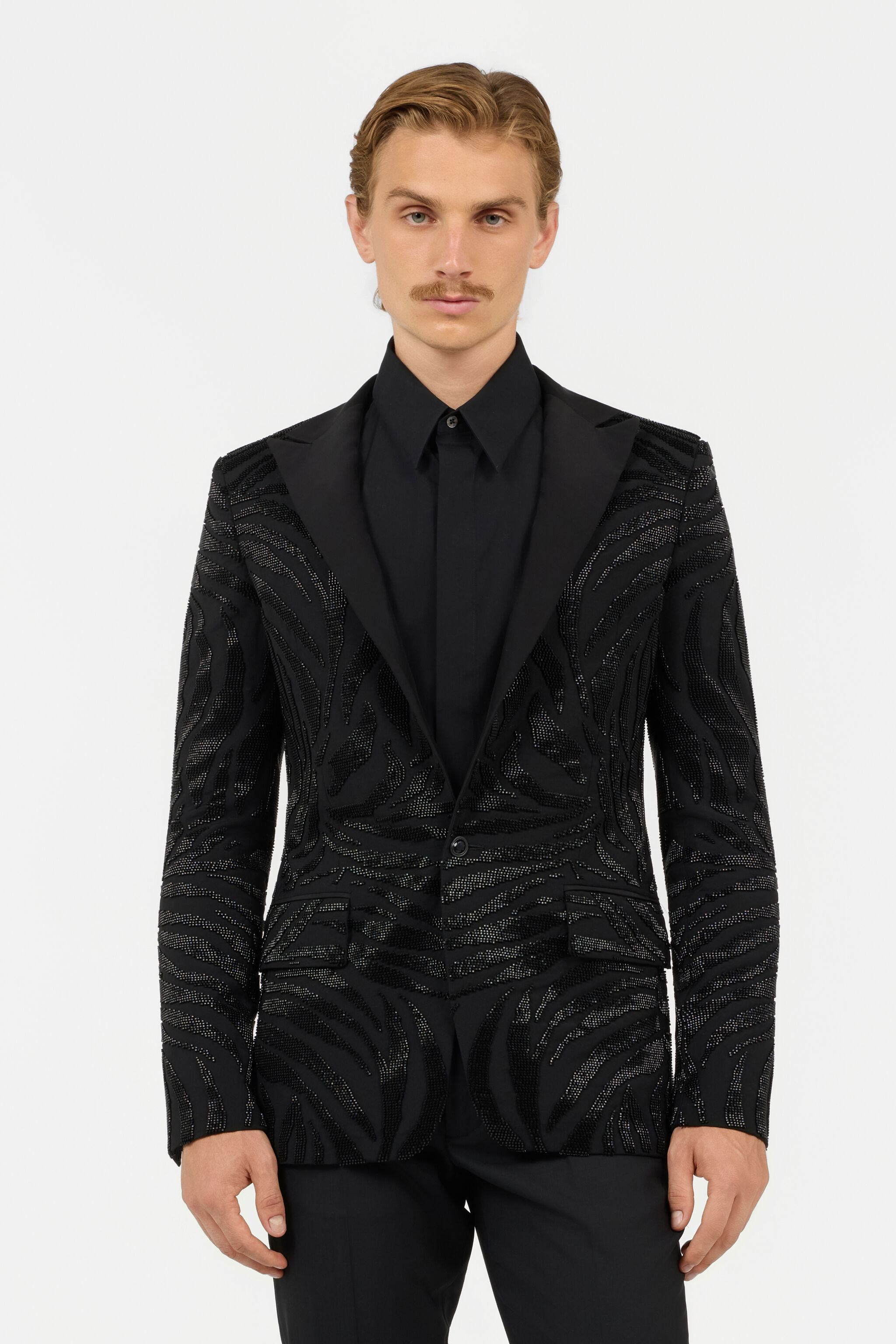 RC Black Beaded Animal-Stripe Blazer RC Black Beaded Animal-Stripe Blazer Black SRT402-VW001