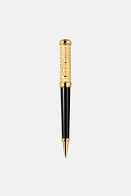 RC Roberto Cavalli Ballpoint Snake Pen, Yellow Gold Color & Black Lacquer  QALG72-IG383