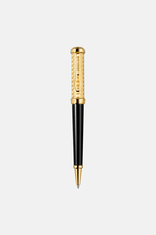 RC Roberto Cavalli Ballpoint Snake Pen, Yellow Gold Color & Black Lacquer RC Roberto Cavalli Ballpoint Snake Pen, Yellow Gold Color & Black Lacquer QALG72-IG383
