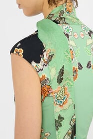 RC Top in Kimono Print GREEN/BLACK XQT605-LNT25