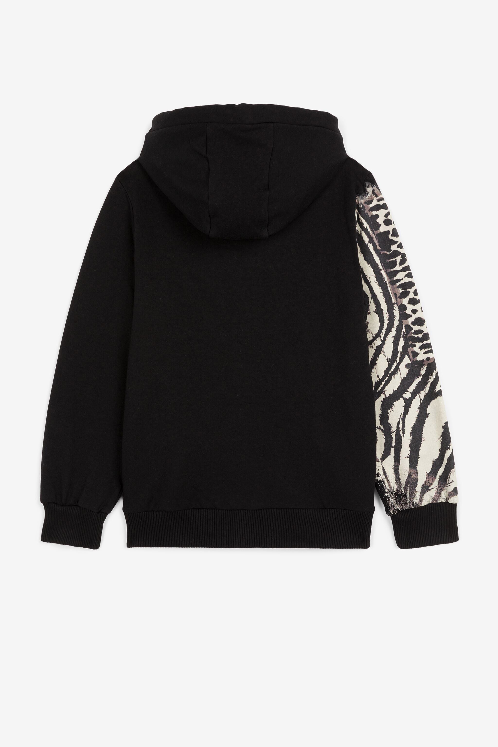 JU Leopard And Freedom-Print Zip Hoodie JU Leopard And Freedom-Print Zip Hoodie Black/White PJT922-CF050