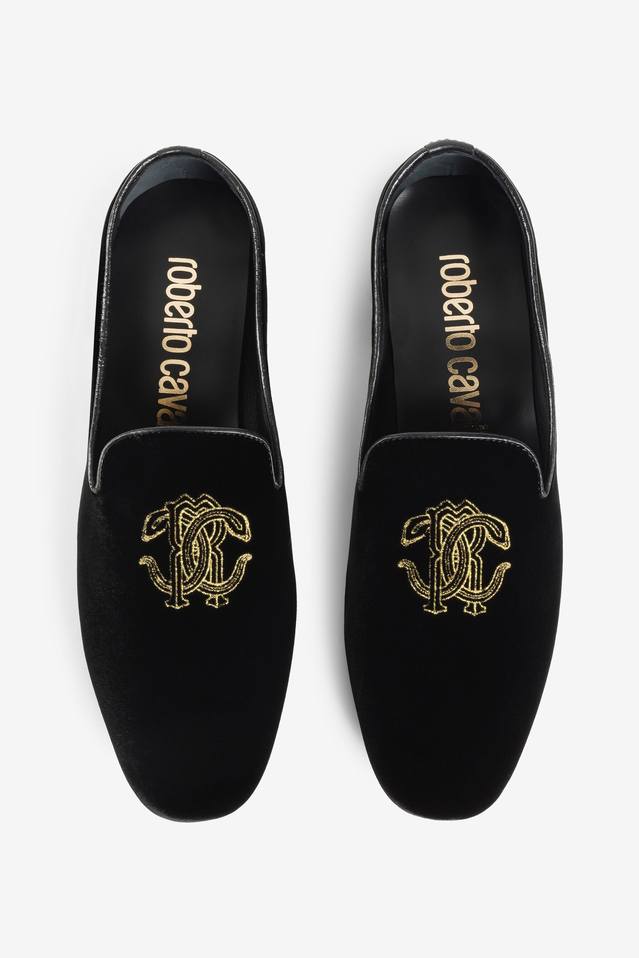 RC Loafers aus Samt mit Schlangenstickerei RC Loafers aus Samt mit Schlangenstickerei Schwarz PKS001-PZA95