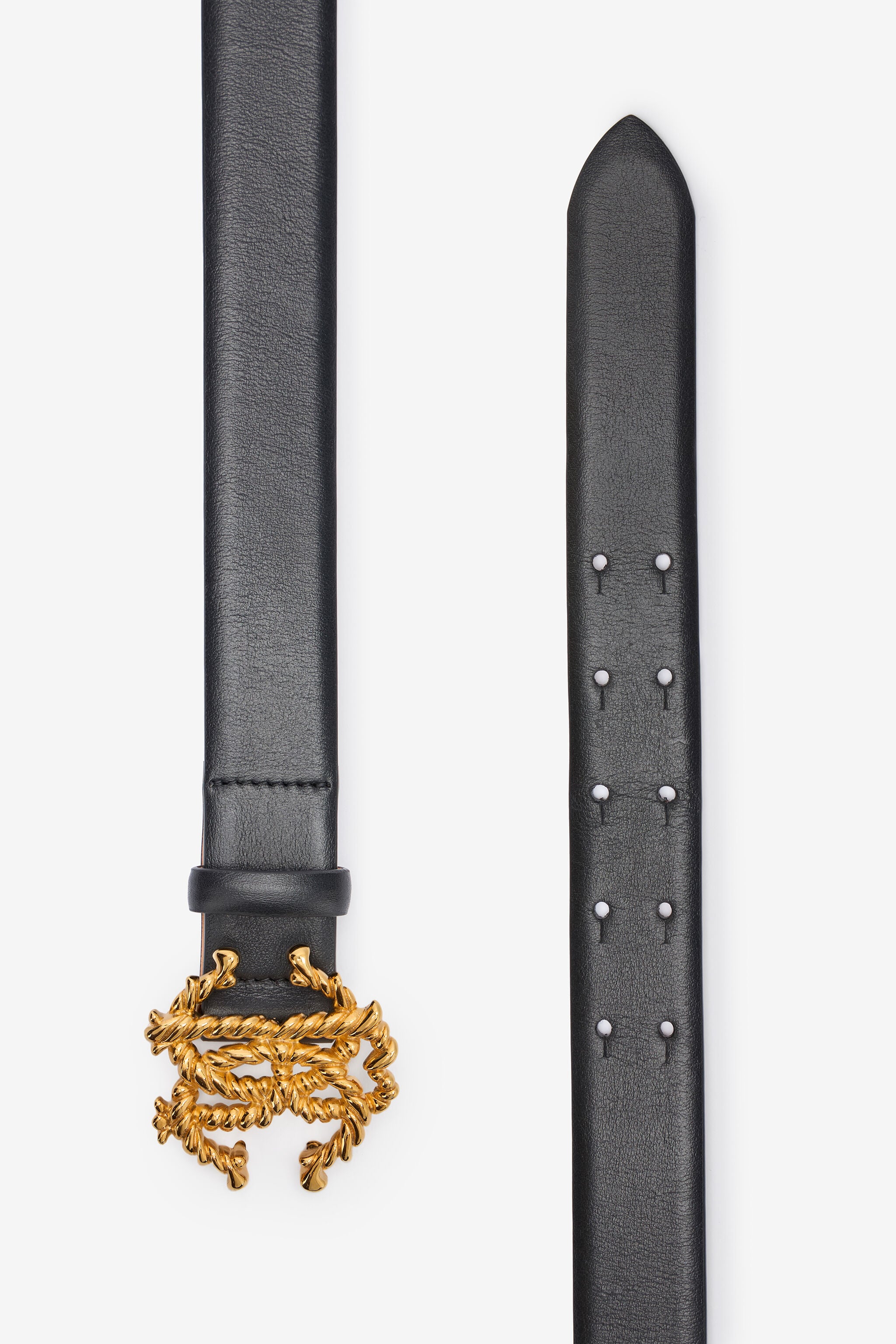 Leather Belt with Logo Buckle in Black for Women | Roberto Cavalli®
