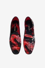 RC Bestickte Samt-Slipper Schwarz/Rot VRS018-VLV03