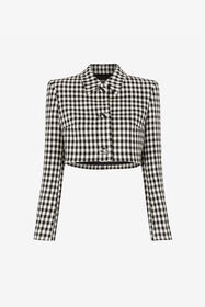 RC Gingham Cropped Blazer Black/White RKT402-FE033