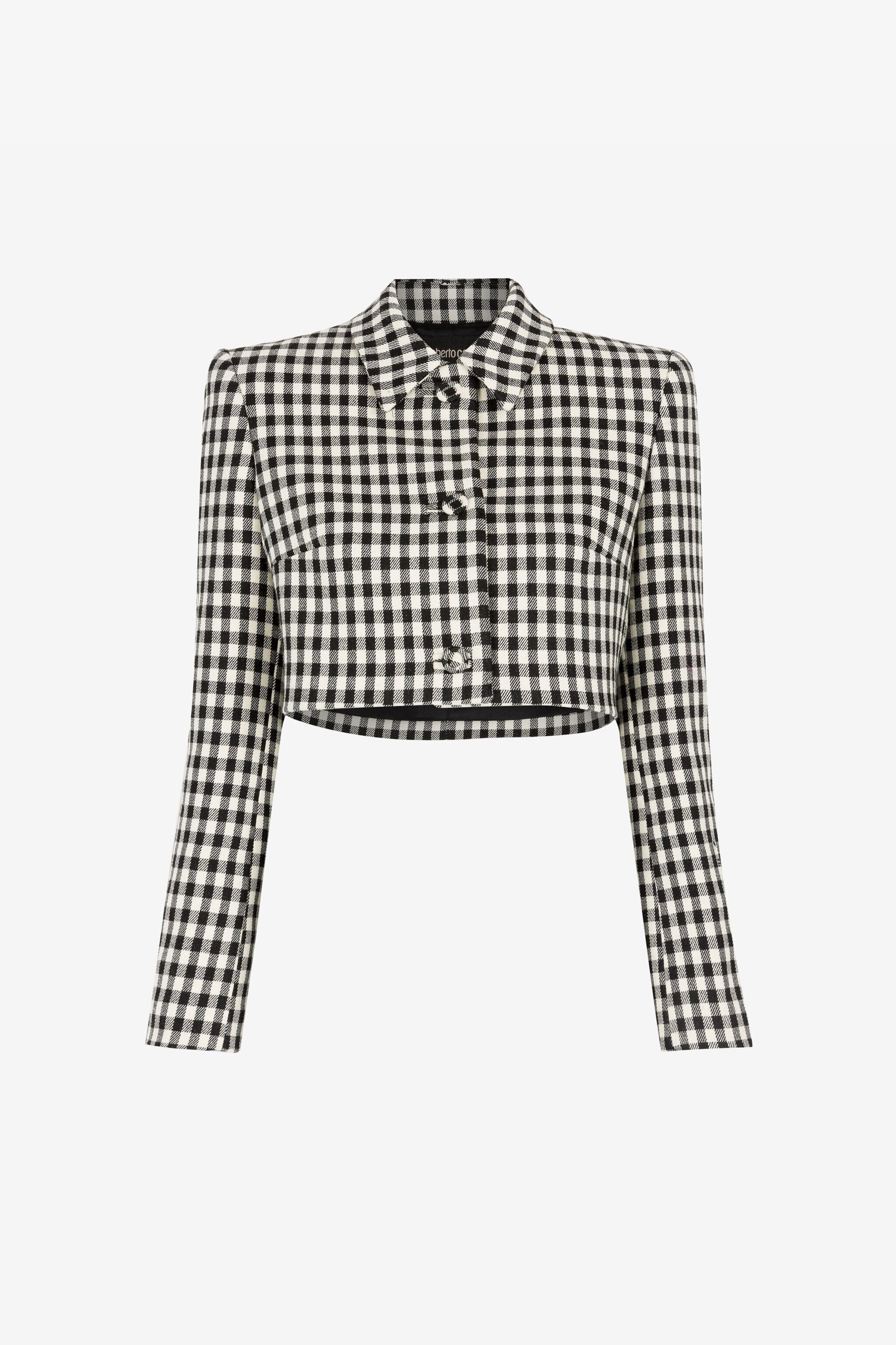 RC Gingham Cropped Blazer RC Gingham Cropped Blazer Black/White RKT402-FE033
