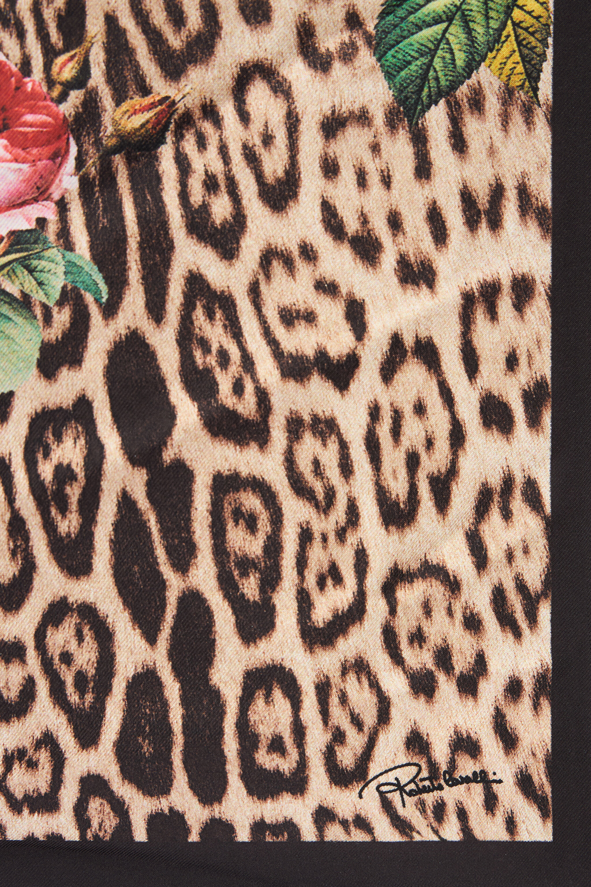 Jaguar Roses Print Scarf in NATURAL for Women | Roberto Cavalli®