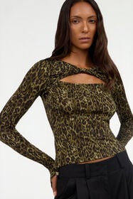 JC Leopard Skin Print Top with Cut-Out VERDE 185 VFT208-VF331