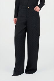 RC Pantaloni Cargo in Seta con Monogram RC Nero VKT202-RK010