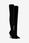 RC Black Satin Pointed-Toe Thigh High Boots RC Black Satin Pointed-Toe Thigh High Boots Black VWS004-VZ018