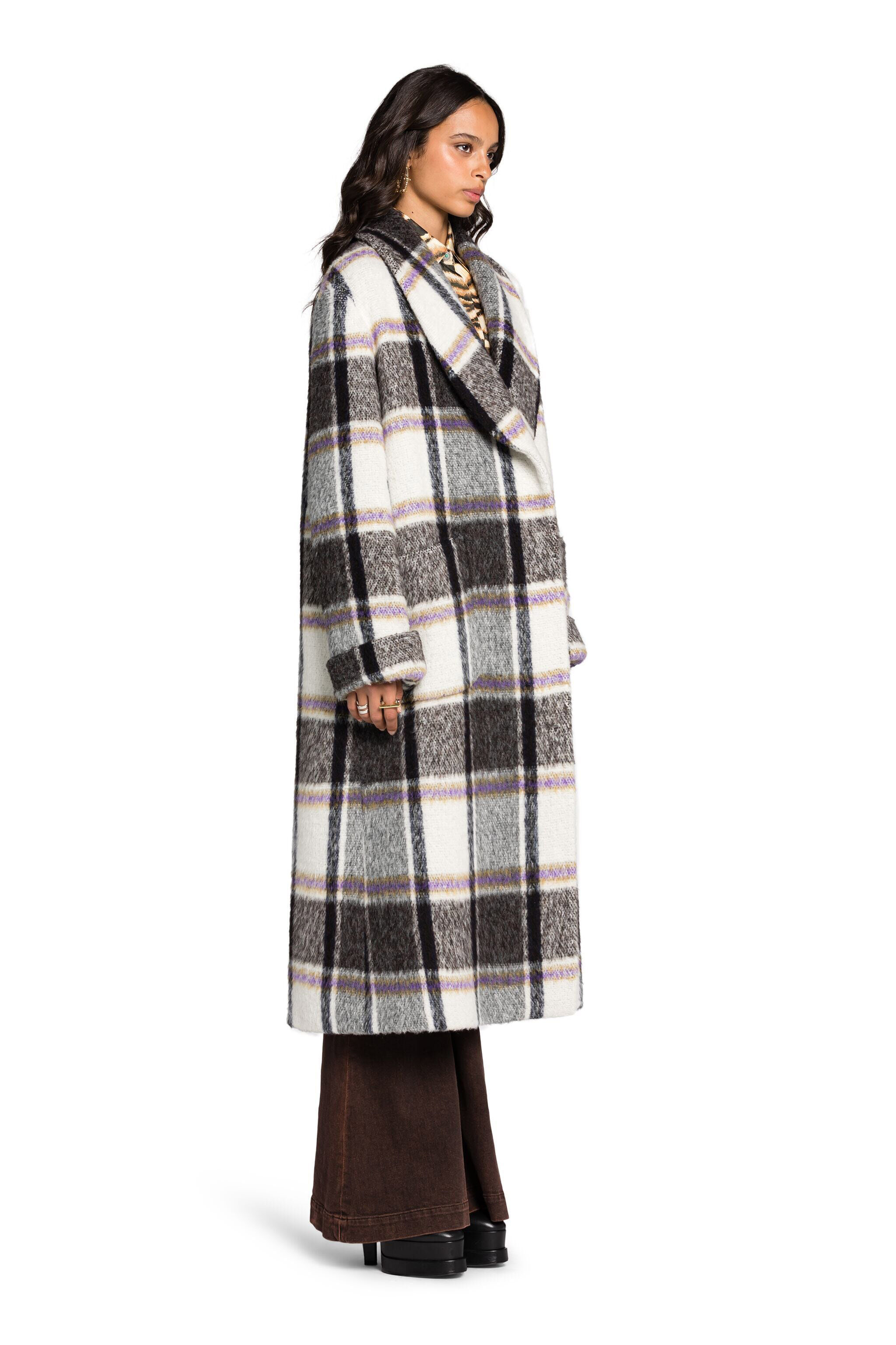 RC Checked shawl-lapel coat RC Checked shawl-lapel coat Black/White RKT507-FY042
