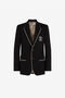 RC Blazer de botonadura simple con bordado Mirror Snake Negro QRT411-NZ027