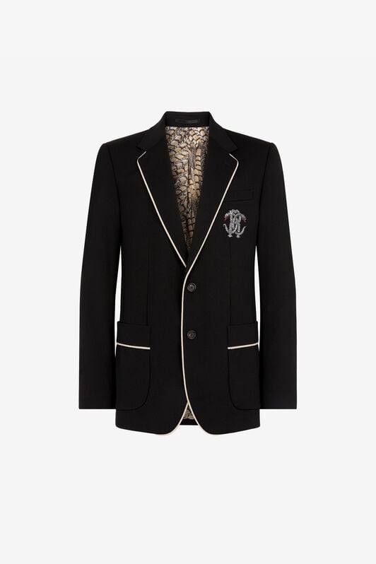RC Blazer de botonadura simple con bordado Mirror Snake RC Blazer de botonadura simple con bordado Mirror Snake Negro QRT411-NZ027