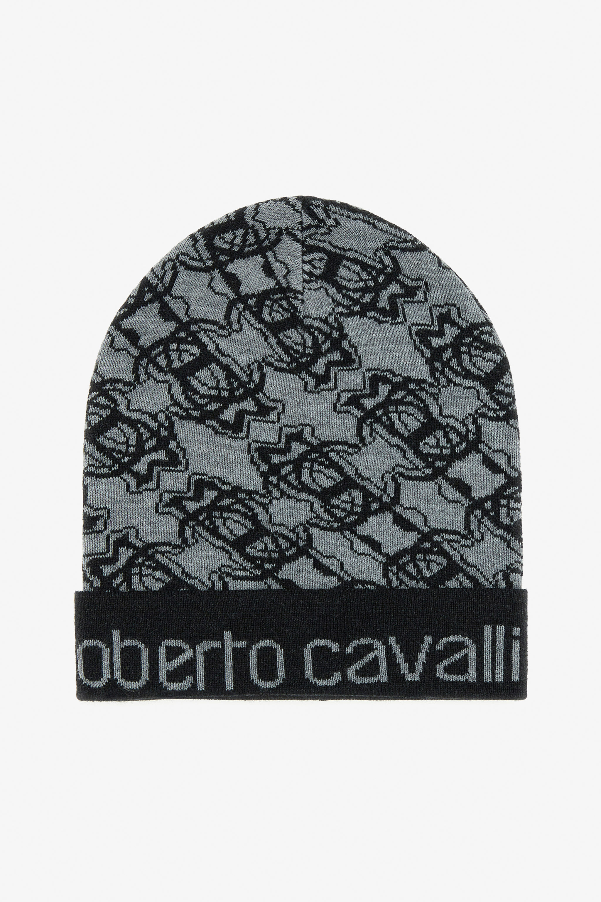 RC Wool Blend Beanie with RC Monogram and Logo RC Wool Blend Beanie with RC Monogram and Logo Black TALR13-IR030