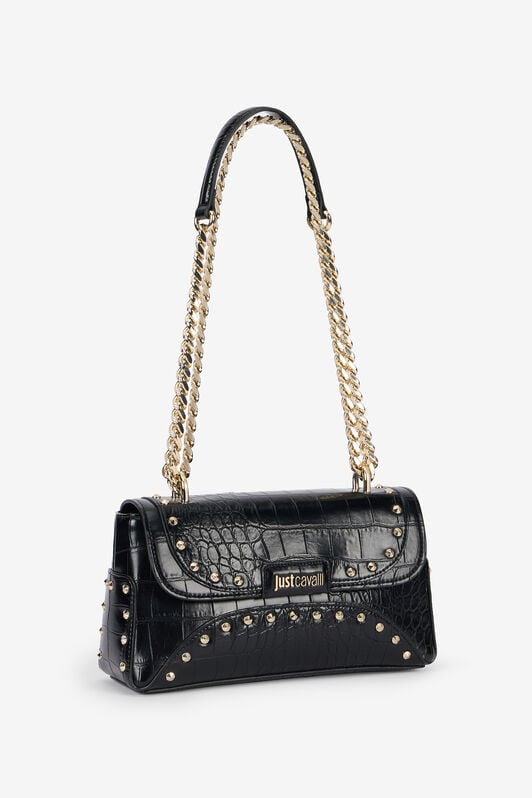 JC Black Croc-Effect Studded Shoulder Bag JC Black Croc-Effect Studded Shoulder Bag BLACK VFB080-VF712