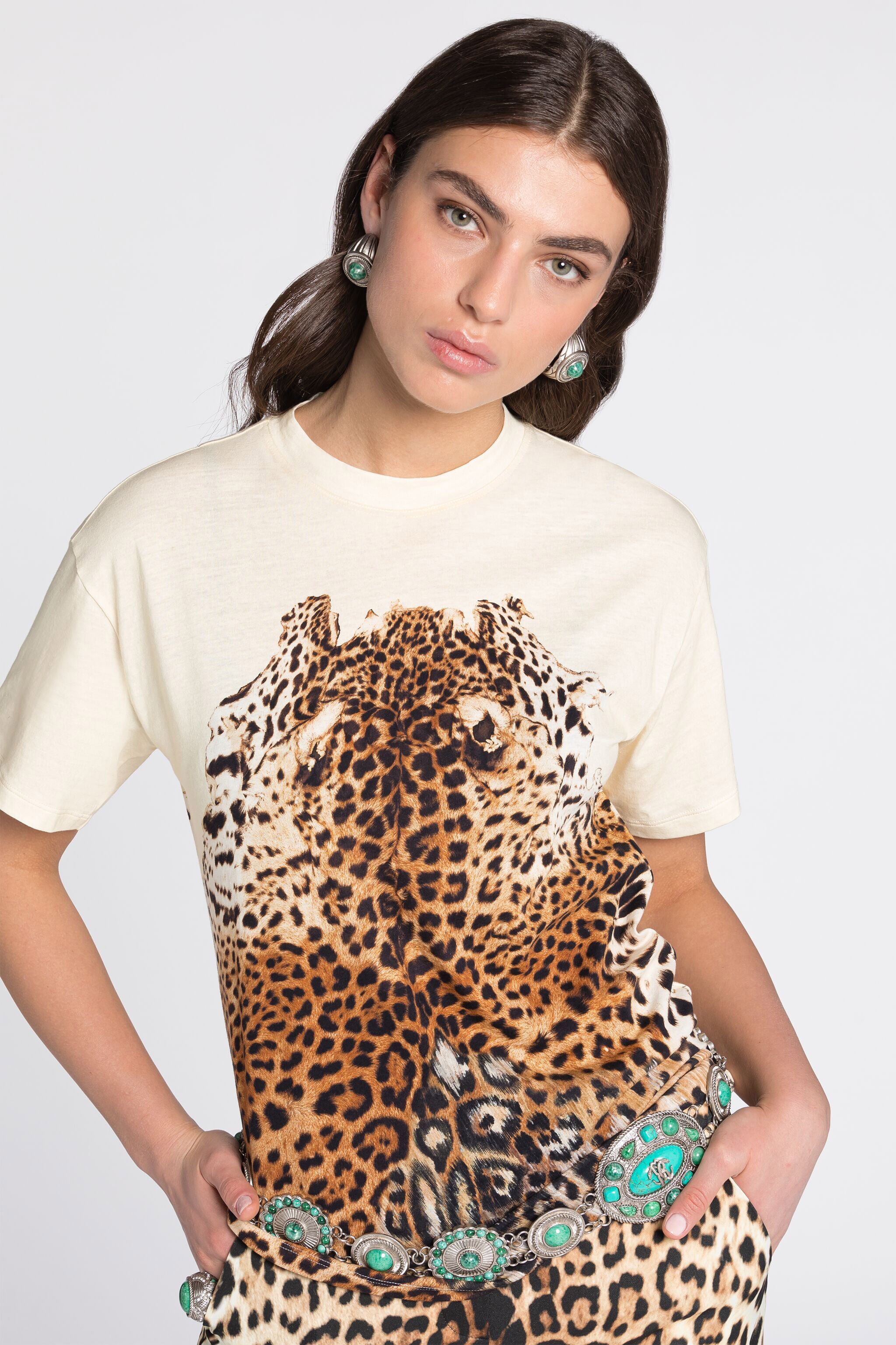 RC Leopard-Print Cotton T-Shirt RC Leopard-Print Cotton T-Shirt NATURALE RKT61B-3PH30
