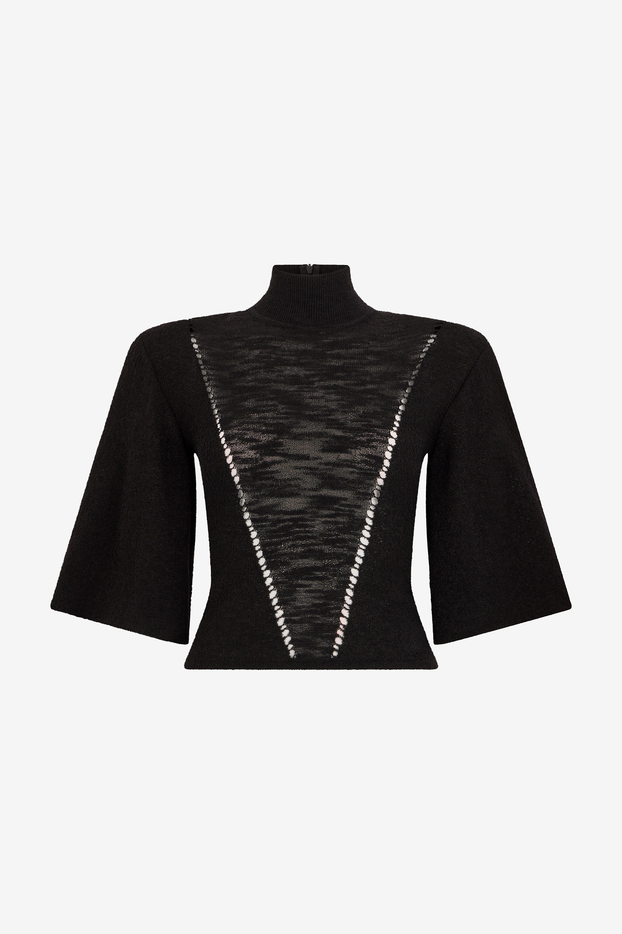 RC Black Wool-Blend Sweater With See-Through Effect RC Black Wool-Blend Sweater With See-Through Effect Black VWM601-MQ060