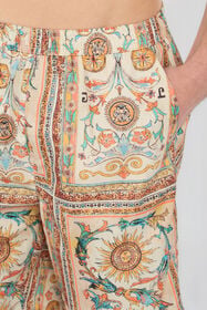 JC Persian Tarot Print Bermuda Swim Shorts 744 BEIGE + 217 AZZU WFT137-WF195