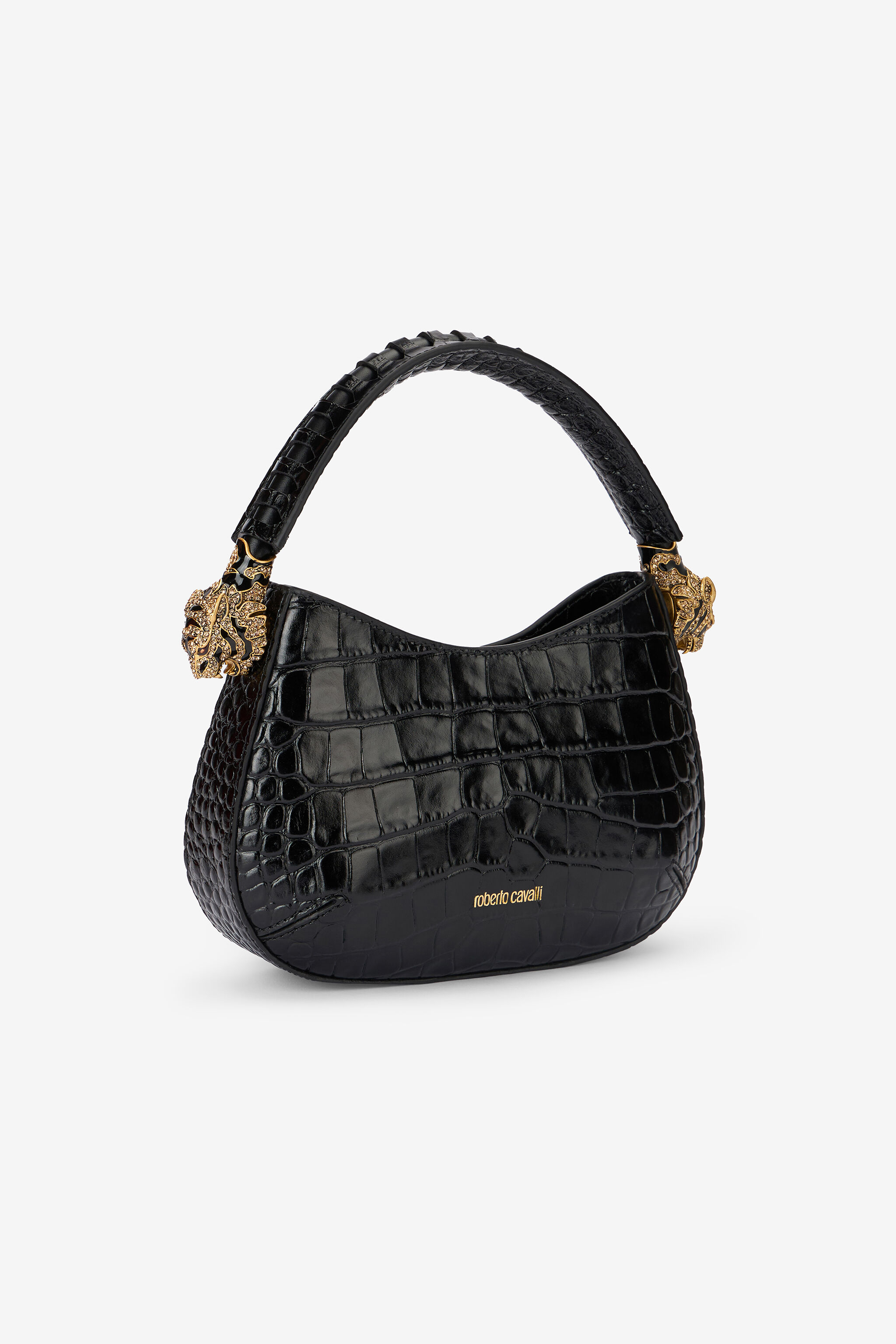 Roar Bag hobo with jewel tigers in Black for Women | Roberto Cavalli®