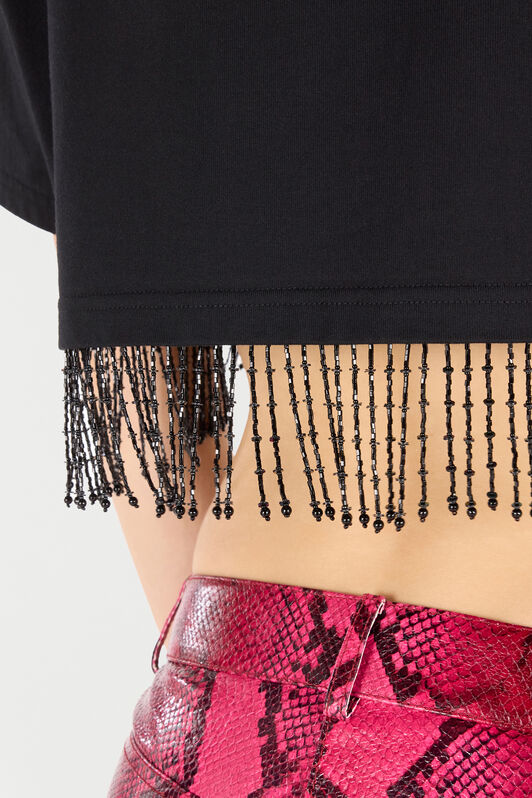 RC Crop Top With Fringing Black UKR65D-JD097